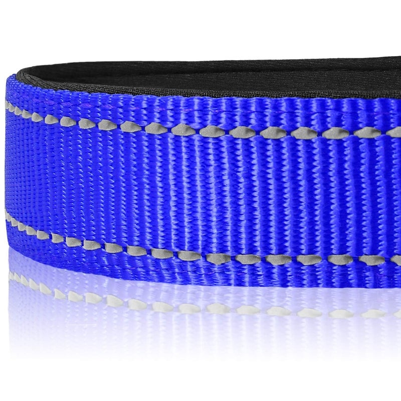 Joytale Reflective Dog Collar, Soft Neoprene Padded, Metal D-Ring, Nylon Pet Collar Adjustable for Medium Dogs, Navy Blue, M - Image 4
